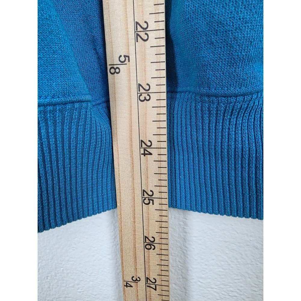 VTG 90s Cheetah Sweatshirt Unisex M Blue White Two Tone Button‎ Crew Neck Collar - Picture 6 of 11